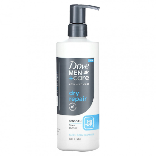 Dove, Men + Care, очищающее средство для лица и тела, сухое восстановление, 500 мл (16,9 унции) #1