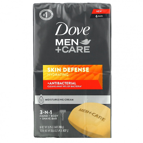 Dove, Men + Care, средство для защиты кожи, штанга 3 в 1 для рук, тела и бритья, 6 шт. По 106 г (3,75 унции) #1