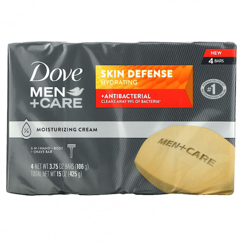 Dove, Men + Care, средство для защиты кожи, штанга 3 в 1 для рук, тела и бритья, 4 штанги, 106 г (3,75 унции) #1