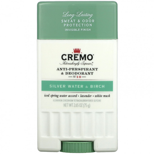 Cremo, Антиперспирант и дезодорант, № 10, серебристая вода и береза, 75 г (2,65 унции) #1