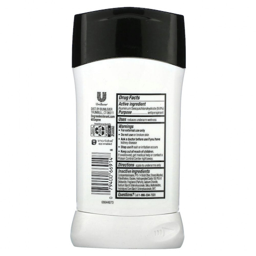 Degree, UltraClear, Black & White, дезодорант-антиперспирант, свежий, 76 г (2,7 унции) #1