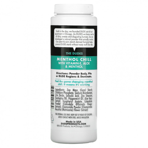 Dude Products, Пудра, пудра для тела, ментоловый холод, 4 унции (120 г) #1
