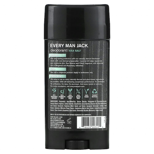 Every Man Jack, Дезодорант, без алюминия, морская соль, 76,5 г (2,7 унции) #1