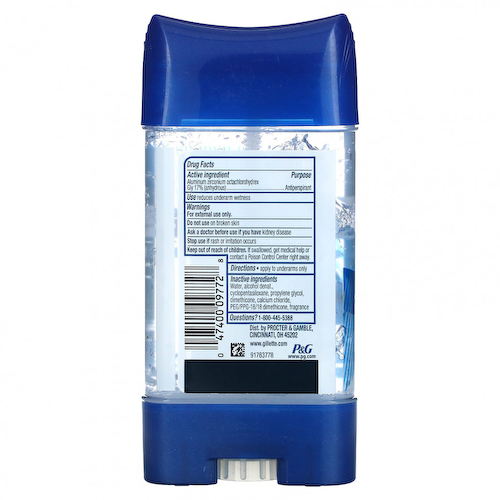 Gillette, Clear + Dri-Tech, антиперспирант и дезодорант, Cool Wave, 107 г (3,8 унции) #1