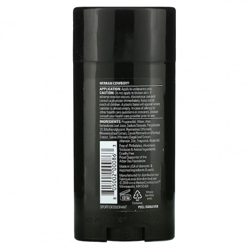 Herban Cowboy, Sport, дезодорант с максимальной защитой, 2,8 унции (80 г) #1