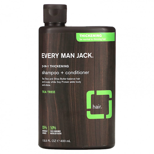 Every Man Jack, 2-в-1, шампунь и кондиционер для густоты волос, для нормальных и тонких волос, чайное дерево, 400 мл (13,5 жидк. Унции) #1