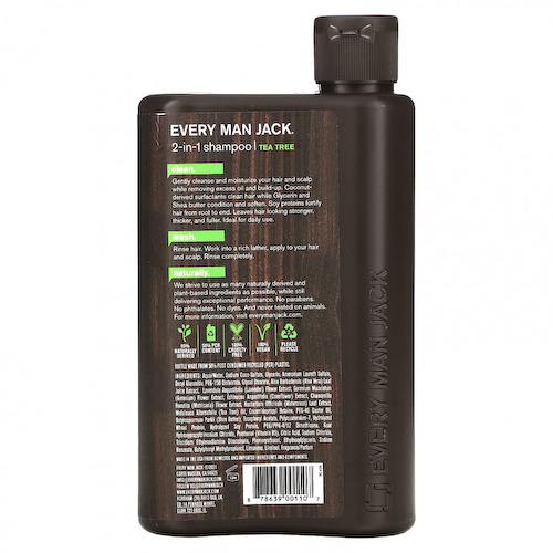 Every Man Jack, 2-в-1, шампунь и кондиционер для густоты волос, для нормальных и тонких волос, чайное дерево, 400 мл (13,5 жидк. Унции) #1