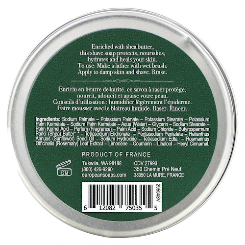 European Soaps, Мыло для бритья, бергамот и чабрец, 150 г (5,25 унции) #1