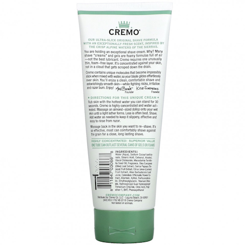 Cremo, Концентрированный крем для бритья оригинальной формулы, с серебристой водой и березовой водой, 177 мл (6 жидк. Унций) #1