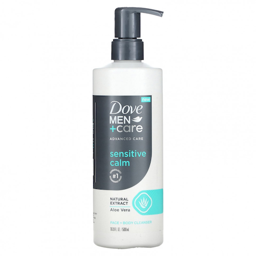Dove, Men + Care, очищающее средство для лица и тела, успокаивающее для чувствительной кожи, 500 мл (16,9 жидк. Унции) #1