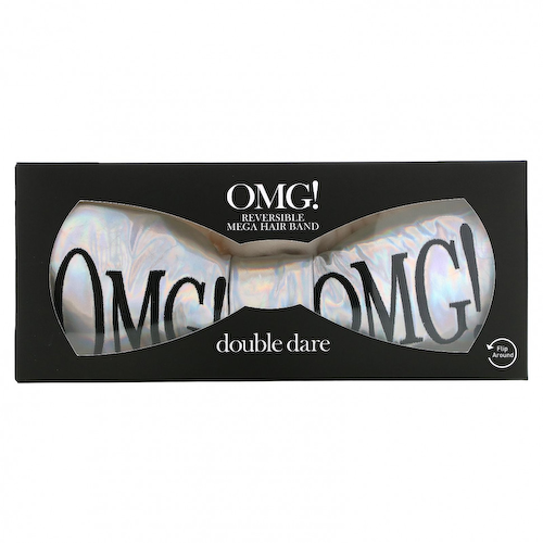 Double Dare, OMG! Двусторонняя повязка для волос Mega, белый плюш и радужная платина, 1 шт. #1