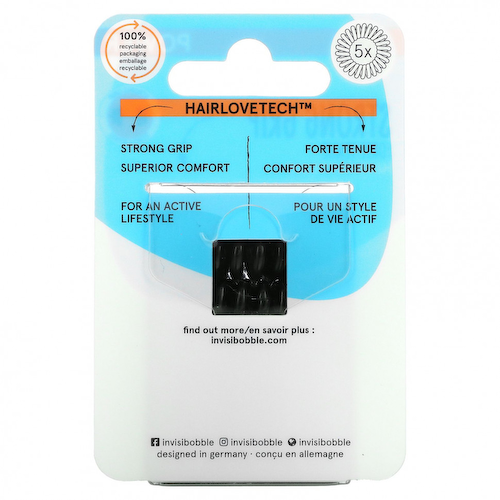 Invisibobble, Power, Strong Grip, кольцо для волос, черный, 5 шт. В упаковке #1