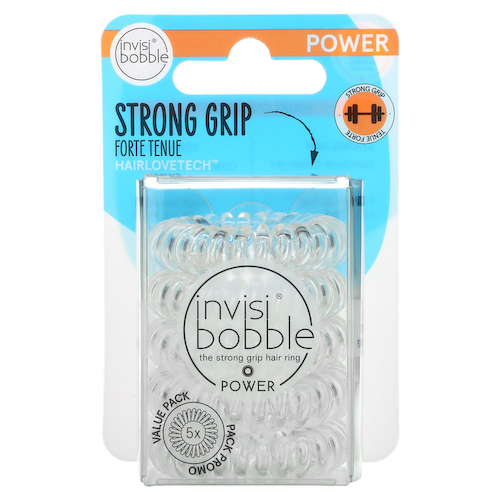 Invisibobble, Power, Strong Grip, кольцо для волос, кристально чистое, 5 шт. / Упк. #1