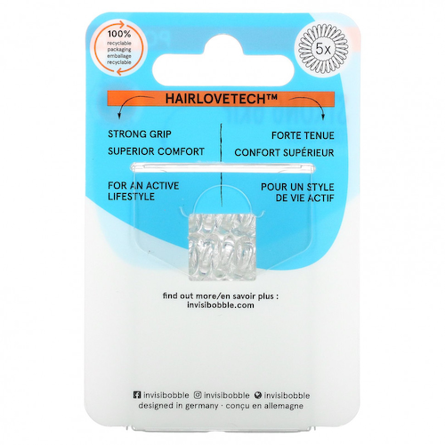 Invisibobble, Power, Strong Grip, кольцо для волос, кристально чистое, 5 шт. / Упк. #1