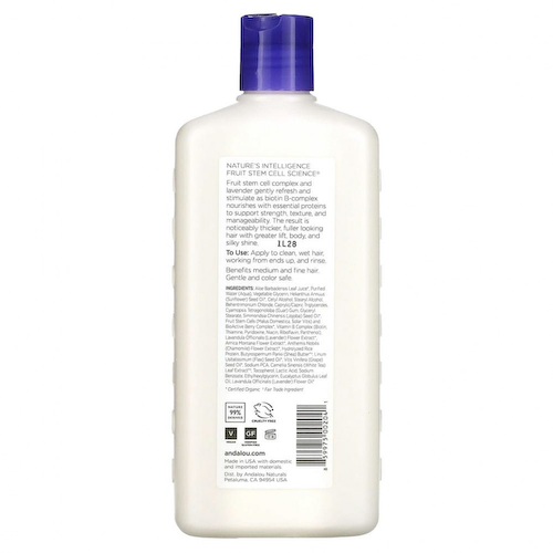 Andalou Naturals, Кондиционер, для объема, густоты, блеска, сияния волос, поднимает от корней, лаванда и биотин, 11,5 ж. унц. (340 мл) #1