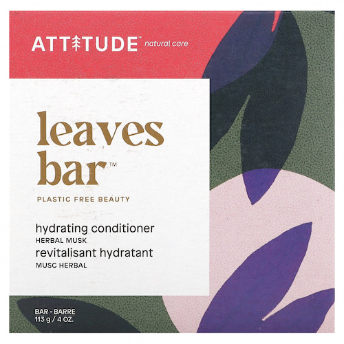 ATTITUDE, Leaves Bar, увлажняющий батончик-кондиционер, травяной мускус, 113 г (4 унции) #1