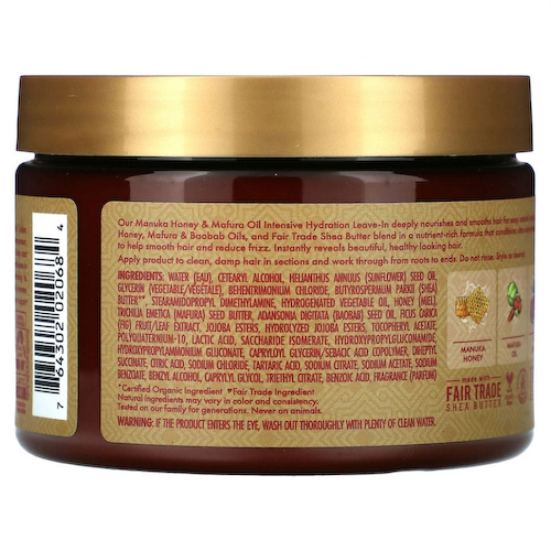 SheaMoisture, Несмываемый кондиционер для интенсивного увлажнения, мед манука и масло мафуры, для очень сухих, поврежденных волос, 340 мл (11,5 жидк. Унции) #1