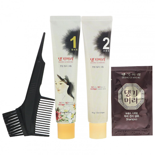 Doori Cosmetics, Daeng Gi Meo Ri, краска для волос с лекарственными травами, оттенок черный, 1 набор #1