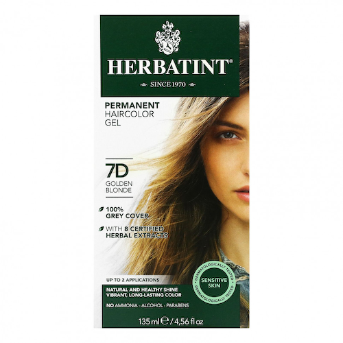 Herbatint, 7D, стойкая гель-краска для волос, золотой блонд, 135 мл (4,56 жидк. унции) #1