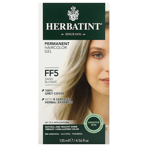 Herbatint (Antica Herbavita), Стойкая гель-краска для волос, FF 5, песочный блонд, 135 мл (4,56 жидк. Унции) #1