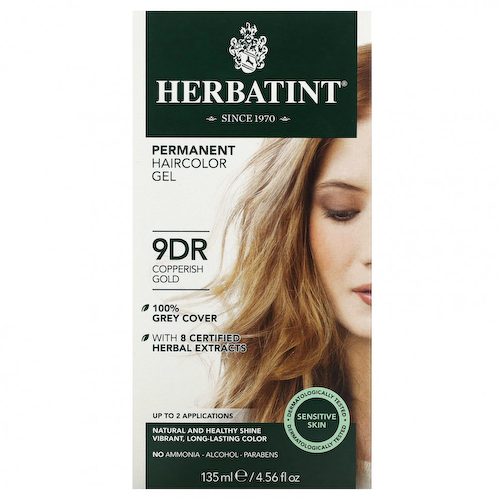 Herbatint (Antica Herbavita), Стойкая гель-краска для волос, медно-золотистый 9DR, 135 мл (4,56 жидк. Унции) #1