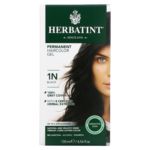 Herbatint, перманентная гель-краска для волос, 1N, черный, 135 мл (4,56 жидк. унции) #1