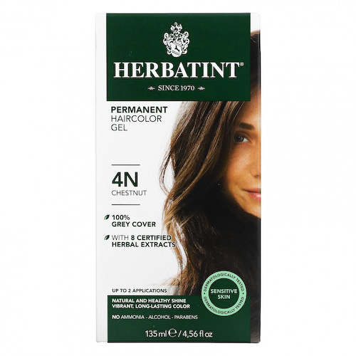Herbatint, Перманентная гель-краска для волос, 4N, каштан, 135 мл #1
