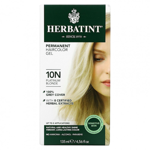 Herbatint, стойкая гель-краска для волос, 10N, платиновый блонд, 135 мл (4,56 жидк. унции) #1