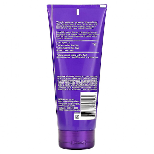 Aussie, Instant Freeze Gel, гель для укладки волос с маслом австралийского жожоба и бурыми водорослями, максимальная фиксация, 198 г (7 унций) #1