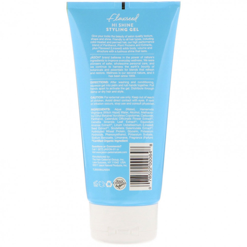 Jason Natural, Гель для укладки Flaxseed Hi Shine, 170 г (6 унций) #1