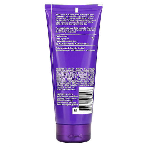 Aussie, Miracle Curls, крем для укладки вьющихся волос, кокос и масло австралийского жожоба, 193 г (6,8 унции) #1