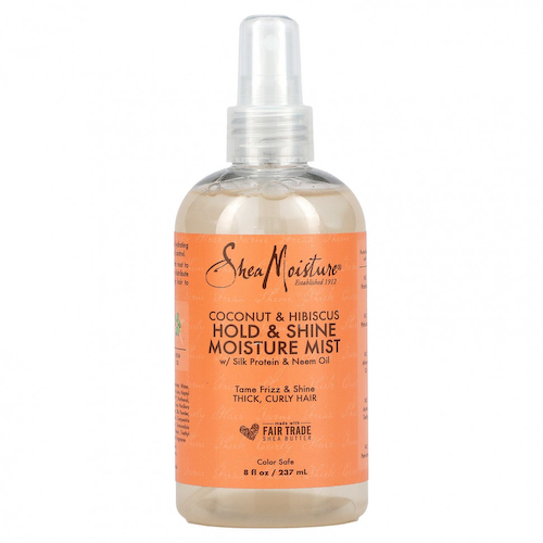 SheaMoisture, увлажняющий спрей для волос, для фиксации и придания блеска, с протеинами шелка и маслом нима, кокосом и гибискусом, 237 мл (8 жидк. унций) #1