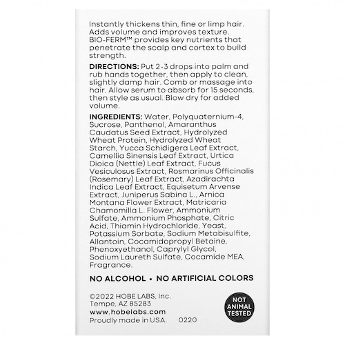 Hobe Labs, Energizer, Hair Thickening Serum, 2 fl oz (59 ml) #1