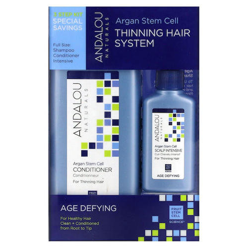 Andalou Naturals, Стволовые клетки аргании, система для редеющих волос, антивозрастная, набор из 3 предметов #1