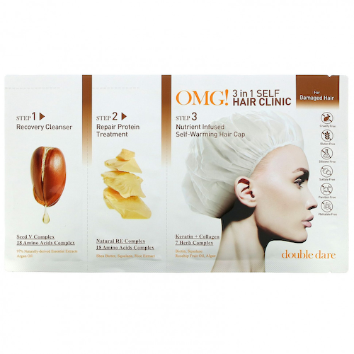 Double Dare, OMG! 3 in 1 Self Hair Clinic, For Damaged Hair, 3 Step Kit #1
