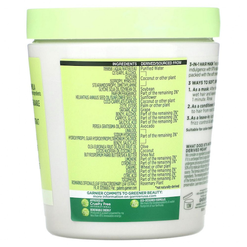 Garnier, Fructis, 1-минутная разглаживающая маска для волос, с экстрактом авокадо, 400 мл #1