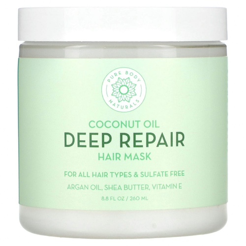 Pure Body Naturals, Кокосовое масло, маска для глубокого восстановления волос, 260 мл (8,8 жидк. унции) #1