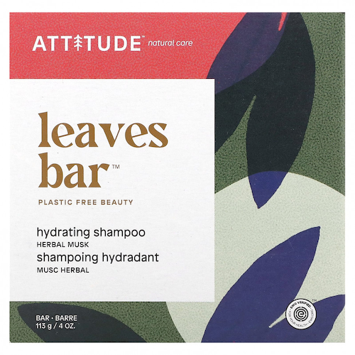 ATTITUDE, Leaves Bar, увлажняющий батончик с шампунем, травяной мускус, 113 г (4 унции) #1