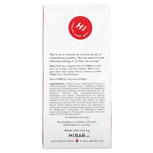 HiBAR, Твердый шампунь, для локонов, 1 шт., 90 г (3,2 унции) #1