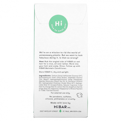 HiBAR, Твердый шампунь, средство для ухода, 1 шт., 90 г (3,2 унции) #1
