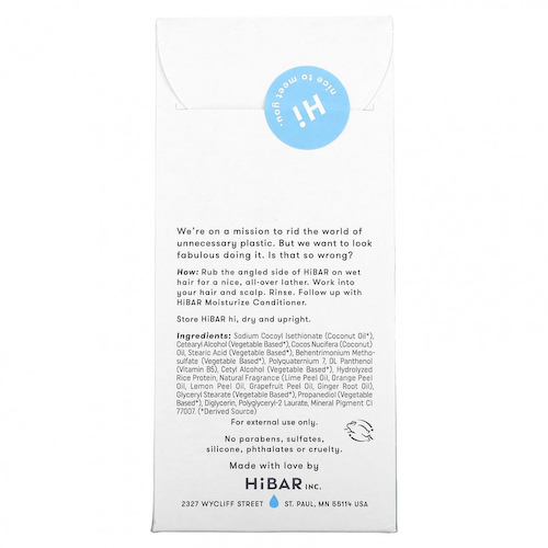 HiBAR, Твердый шампунь, увлажняющий крем, 1 шт., 90 г (3,2 унции) #1
