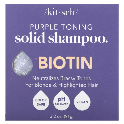 Kitsch, Твердый шампунь Purple Toning, с цветком апельсина и жасмином, 91 г (3,2 унции) #1