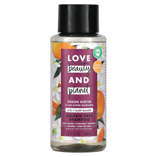 Love Beauty and Planet, Мультифункциональный шампунь 5 в 1, веганский биотин и загар мандарин, 400 мл (13,5 жидк. Унции) #1
