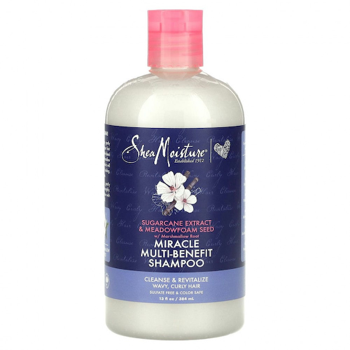 SheaMoisture, Miracle Multi-Benefit Shampoo, для вьющихся и вьющихся волос, экстракт сахарного тростника и семена пенника лугового, 384 мл (13 жидк. Унций) #1