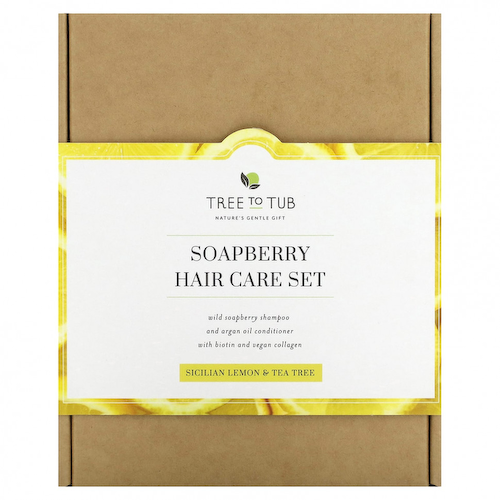 Tree To Tub, Набор для ухода за волосами Soapberry, для всех типов волос, сицилийский лимон и чайное дерево, набор из 2 предметов #1