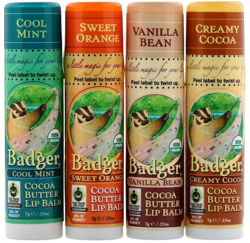 Badger Company, Organic, набор бальзамов для губ с маслом какао, 4 упаковки по 7 г (0,25 унции) #1