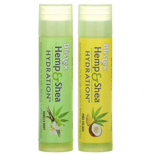 Blistex, Hemp & Shea, увлажняющее средство для губ, увлажнение, пина колада и ваниль и мята, 2 пакетика по 4,25 г (0,15 унции) #1