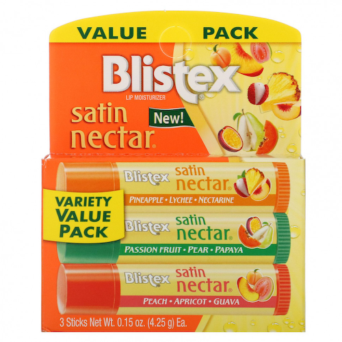Blistex, Satin Nectar, увлажняющий бальзам для губ, 3 различных вкуса в одной упаковке, по 4,25 г (0,15 унции) #1