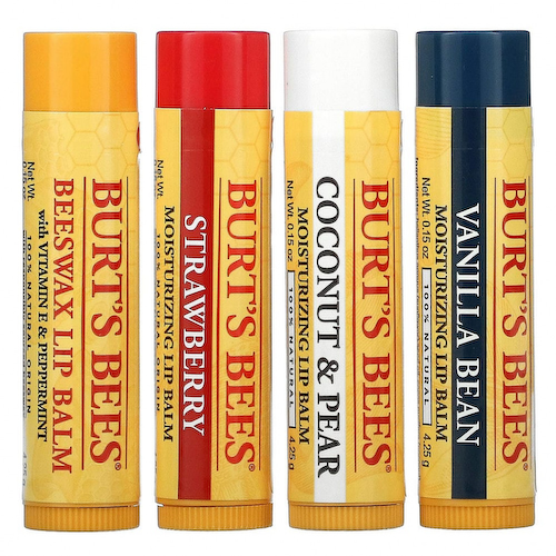Burt's Bees, Увлажняющие бальзамы для губ, ассорти, 4 шт. В упаковке, 4,25 г (0,15 унции) #1