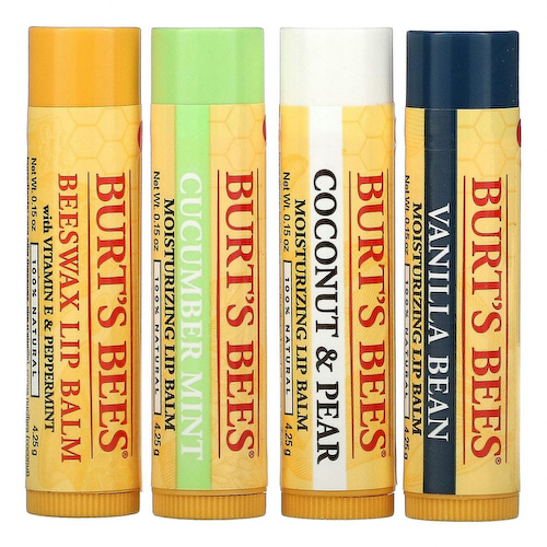 Burt's Bees, Увлажняющие бальзамы для губ, ассорти, 4 упаковки по 4,25 г (0,15 унции) #1